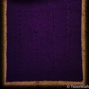 Pure Superwash Merino Baby Blanket with Lace Hearts, Purple, Worsted Wt. Yarn